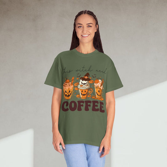 Spooky Mornings Coffee T-Shirt, Cute Ghost Tee, Fall Fashion, Halloween Apparel, Cozy Gift Idea