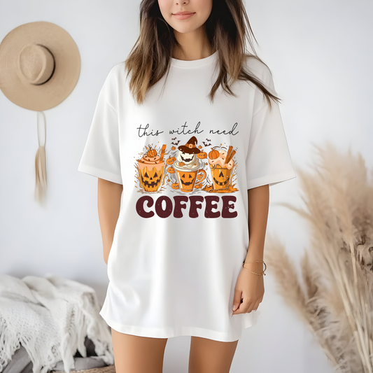 Spooky Mornings Coffee T-Shirt, Cute Ghost Tee, Fall Fashion, Halloween Apparel, Cozy Gift Idea
